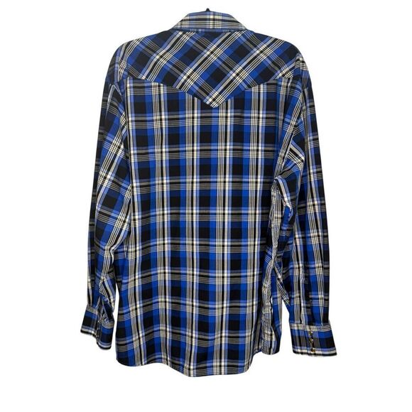 Pendleton Men’s XL Button Down Shirt Long Sleeve Pearl Snap Western Blue Plaid - Picture 4 of 6